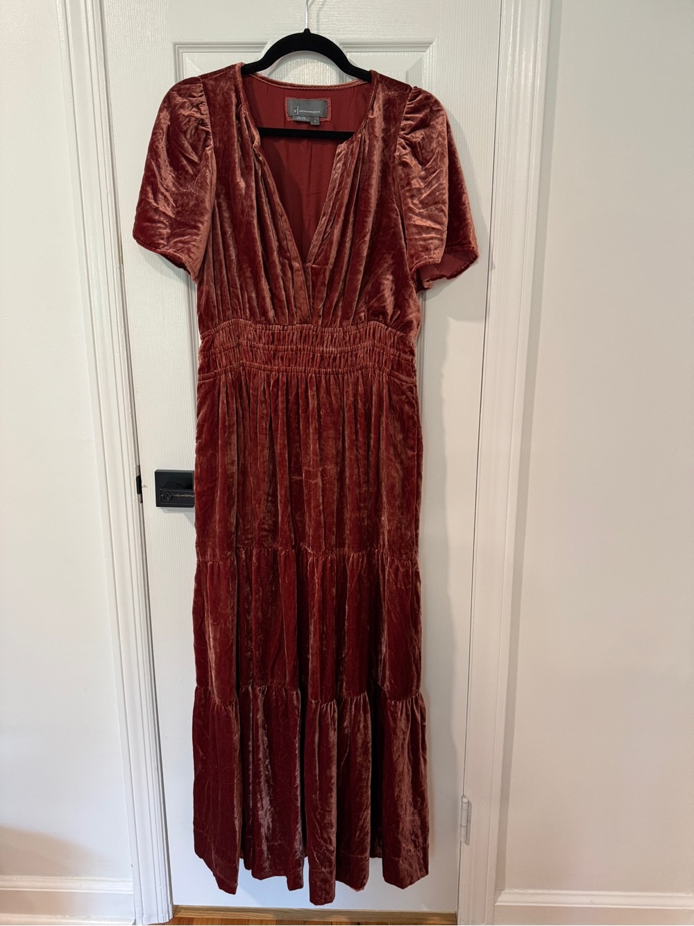 Anthropologie The Somerset Velvet Maxi Dress in Deep Auburn - M - Picture 3 of 9